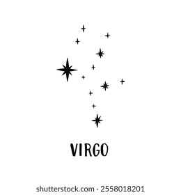 Constellation horoscope. Virgo astronomical star constellation. Constellation minimalistic vector illustration