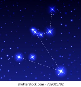 The Constellation of Hydrus or the Male Water Snake in the night starry sky. Vector illustration of the concept of astronomy. Southern Hydra.