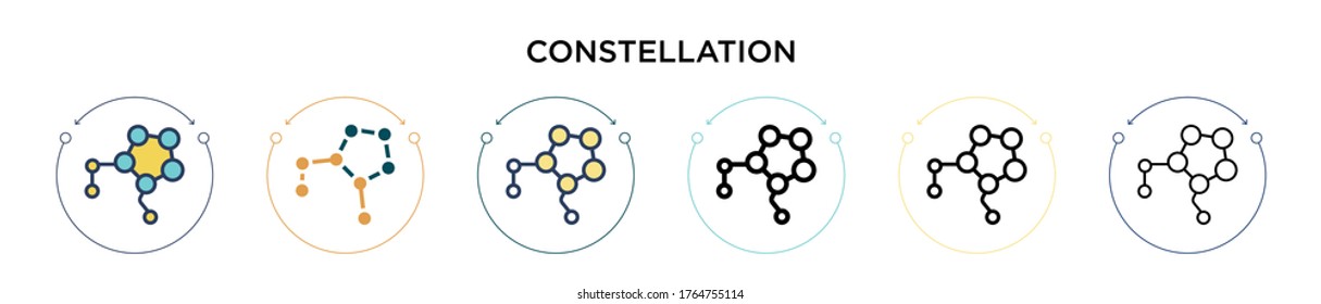Constellation icon in filled, thin line, outline and stroke style. Vector illustration of two colored and black constellation vector icons designs can be used for mobile, ui, web