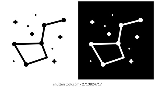 Icono de Constellation en el fondo blanco y negro