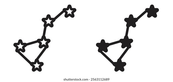 Constellation icons in black line and filled versions