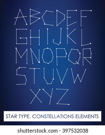 Constellation imitated type. Decorative isolated elements.