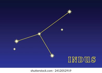 Constellation Indus. Illustration constellation Indian. Long, but dim constellation of the southern hemisphere of the sky. The constellation contains 38 stars