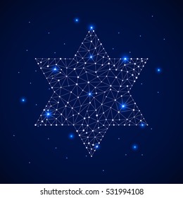 Constellation - Jewish star. Star vector background with Jewish star. Celestial map with the constellation in the form star of David