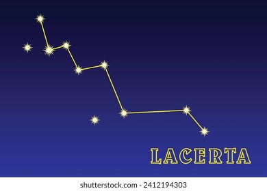 Constellation Lacerta. Illustration of the constellation Lizard. Constellation of the northern hemisphere of the sky. Located between Lebed and Andromeda