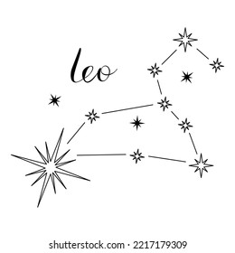 Constellation of leo. Black and white stars on a white background