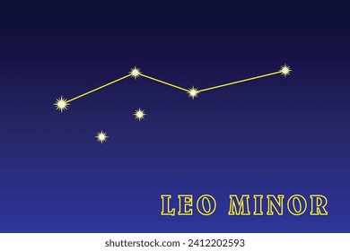 Constellation Leo Minor. Illustration of the constellation Small Lion. Constellation of the northern hemisphere of the sky. It occupies an area of ​ ​ 232 square degrees in the sky, contains 34 stars