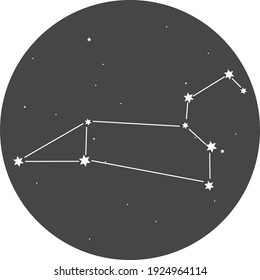 The constellation of Leo on the background of a dark circle