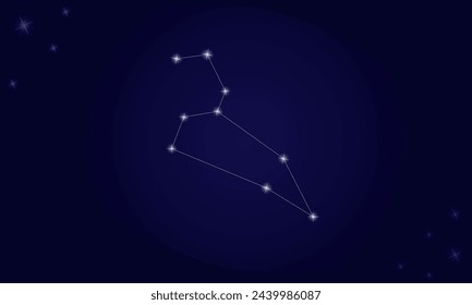 Constellation Leo. On a blue background, the constellation Leo with shining stars. Vector illustration EPS10.