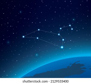 Constellation Leo with planet  in deep space 