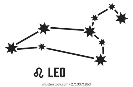 Una constelación de Leo se muestra con un contorno negro y estrellas blancas