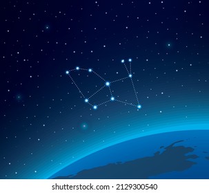 Constellation Lepus with planet  in deep space 