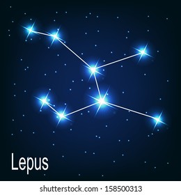 The constellation "Lepus" star in the night sky. Vector illustration