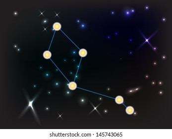 Constellation of LIBRA in dark sky with lines shapes, vector encapsulated post script format.