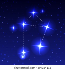 The Constellation Libra in the night starry sky. Vector illustration of the concept of astronomy