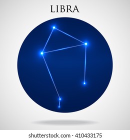 Constellation libra zodiac sign isolated on white background, vector illustration 