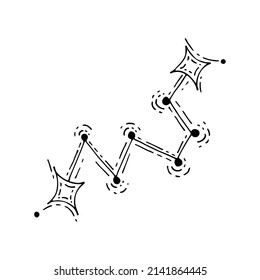 Constellation line. Astronomical symbol. Star shine. Heavenly body. The magic of the night sky. Space constellation. Astrological forecast. Hand drawn vector doodle illustration. Simple element.