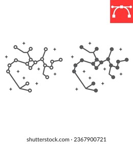 Constellation line and glyph icon, cosmos and astrology, sagittarius vector icon, vector graphics, editable stroke outline sign, eps 10.