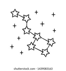 Constellation linear icon. Group of stars. Big dipper. Ursa Major. Starry night sky. Study of starry sky. Thin line illustration. Contour symbol. Vector isolated outline drawing. Editable stroke