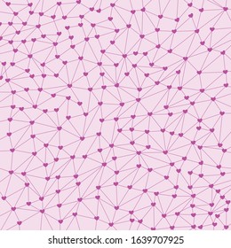 Constellation made from hearts, low poly, space vector, st valentine background, love concept