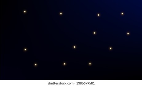 Constellation Map. Astronomical Print. Beautiful Cosmic Sky with Many Stars.     Blue Galaxy Pattern. Vector Nebula Space Background.