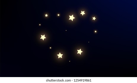 Constellation Map. Astronomical Print. Dark Blue Galaxy Pattern. Shining Cosmic Sky with Many Stars.     Vector Nebula Space Background.