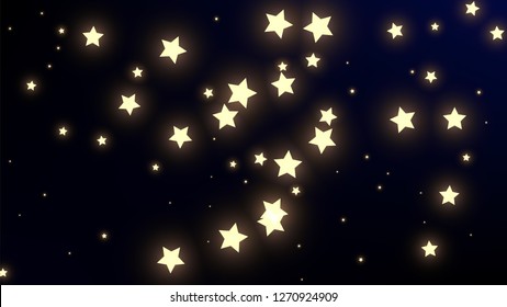 Constellation Map. Astronomical Print. Dark Blue Galaxy Pattern. Beautiful Cosmic Sky with Many Stars.     Vector Milky Way Background.