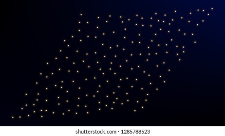 Constellation Map. Astronomical Print. Dark Galaxy Pattern. Shining Cosmic Sky with Many Stars.     Vector Nebula Space Background.