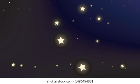 Constellation Map. Astronomical Print. Dark Blue Galaxy Pattern. Beautiful Cosmic Sky with Many Stars.     Vector Milky Way Background.
