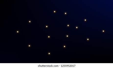 Constellation Map. Astronomical Print. Magic Cosmic Sky with Many Stars.     Dark Galaxy Pattern. Vector Zodiac Sky Background.