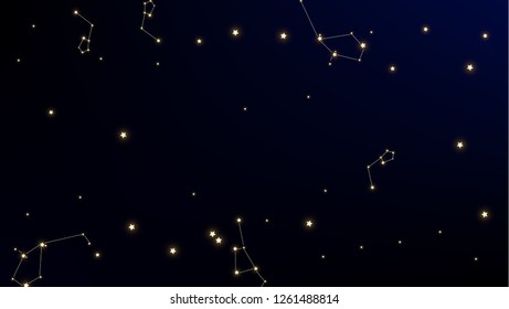 Constellation Map. Astronomical Print. Night Galaxy Pattern. Beautiful Cosmic Sky with Many Stars.     Vector Constellation Pattern.