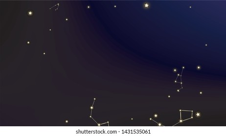 Constellation Map. Astronomical Print. Night Galaxy Pattern. Shining Cosmic Sky with Many Stars.     Vector Constellation Pattern.