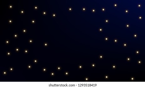 Constellation Map. Astronomical Print. Shining Cosmic Sky with Many Stars.     Blue Galaxy Pattern. Vector Zodiac Sky Background.