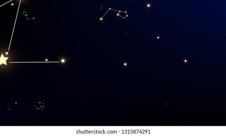 Constellation Map. Astronomical Print. Shining Cosmic Sky with Many Stars.     Dark Galaxy Pattern. Vector Stars Background.