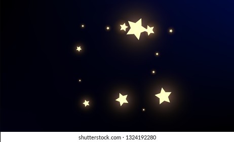 Constellation Map. Beautiful Cosmic Sky with Many Stars.     Astronomical Print. Blue Galaxy Pattern. Vector Space Stars Background.