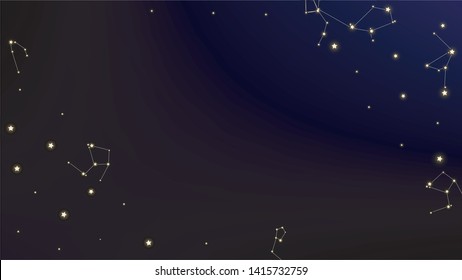 Constellation Map. Beautiful Cosmic Sky with Many Stars.     Dark Galaxy Pattern. Astronomical Print. Vector Stars Background.
