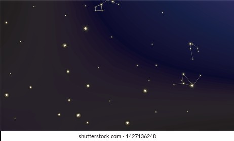 Constellation Map. Beautiful Cosmic Sky with Many Stars.     Dark Galaxy Pattern. Astronomical Print. Vector Milky Way Background.