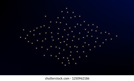 Constellation Map. Blue Galaxy Pattern. Beautiful Cosmic Sky with Many Stars.     Astronomical Print. Vector Zodiac Sky Background.