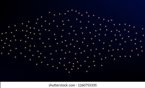 Constellation Map. Blue Galaxy Pattern. Mystic Cosmic Sky with Many Stars.     Astronomical Print. Vector Stars in Space Background.