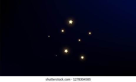 Constellation Map. Dark Blue Galaxy Pattern. Shining Cosmic Sky with Many Stars.     Astronomical Print. Vector Milky Way Background.