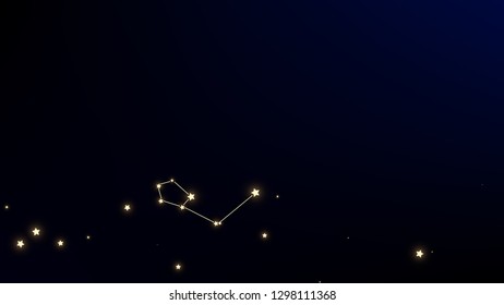 Constellation Map. Dark Blue Galaxy Pattern. Astronomical Print. Shining Cosmic Sky with Many Stars.     Vector Stars in Space Background.