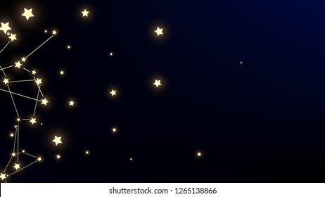 Constellation Map. Dark Galaxy Pattern. Mystic Cosmic Sky with Many Stars.     Astronomical Print. Vector Stars Background.
