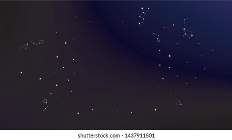 Constellation Map. Dark Galaxy Pattern. Astronomical Print. Magic Cosmic Sky with Many Stars.     Vector Milky Way Background.