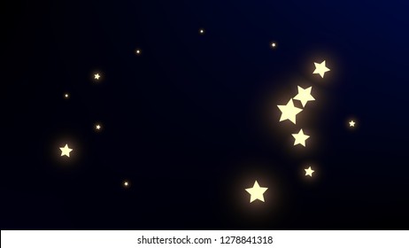 Constellation Map. Magic Cosmic Sky with Many Stars.     Astronomical Print. Night Galaxy Pattern. Vector Sky Cosmos Background.