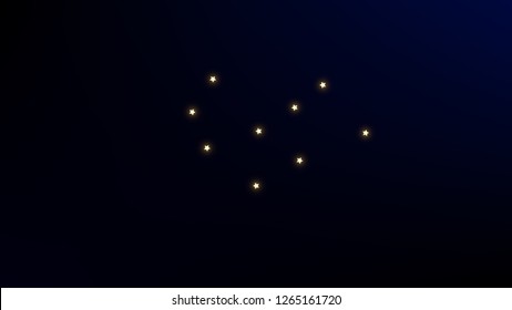 Constellation Map. Mystic Cosmic Sky with Many Stars.     Astronomical Print. Dark Blue Galaxy Pattern. Vector Stars in Space Background.