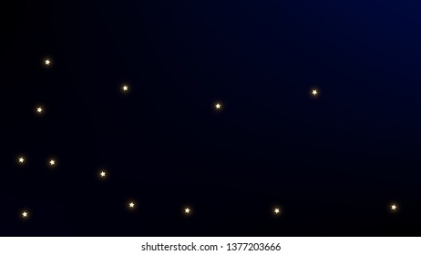 Constellation Map. Night Galaxy Pattern. Astronomical Print. Shining Cosmic Sky with Many Stars.     Vector Zodiac Sky Background.