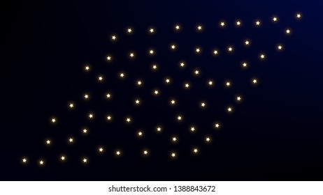 Constellation Map. Night Galaxy Pattern. Astronomical Print. Mystic Cosmic Sky with Many Stars.     Vector Zodiac Sky Background.