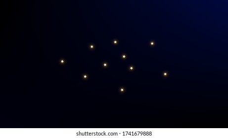 Constellation Map. Night Galaxy Pattern. Mystic Cosmic Sky with Many Stars.     Astronomical Print. Vector Sky Cosmos Background.