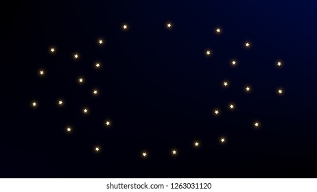 Constellation Map. Shining Cosmic Sky with Many Stars.     Dark Blue Galaxy Pattern. Astronomical Print. Vector Space Stars Background.