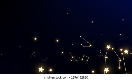 Constellation Map. Shining Cosmic Sky with Many Stars.     Night Galaxy Pattern. Astronomical Print. Vector Space Stars Background.